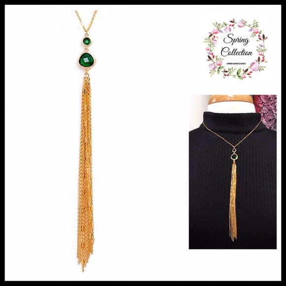 Nordstrom Jewelry - LONG EMERALD STONE TASSEL LONG NECKLACE A2C